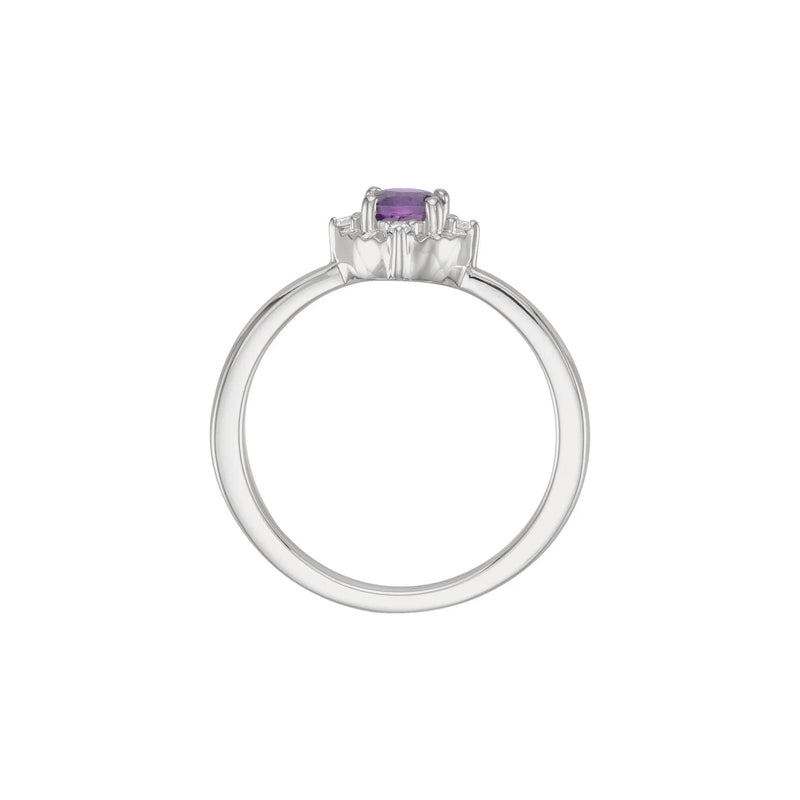 Natural Amethyst and Natural Diamond Accent Halo Ring (Silver) setting - Popular Jewelry - New York