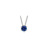 Natural Blue Sapphire Solitaire Claw Necklace (Silver) front - Popular Jewelry - New York