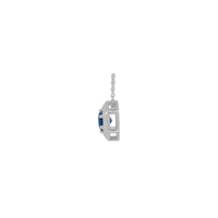 Natural Blue Sapphire Solitaire Hexagon Necklace (Silver) side - Popular Jewelry - New York