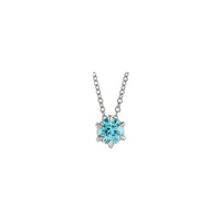 Natural Blue Zircon Solitaire Claw Necklace (Silver) front - Popular Jewelry - New York