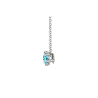 Natural Blue Zircon Solitaire Claw Necklace (Silver) side - Popular Jewelry - New York