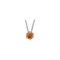 Natural Citrine Solitaire Claw Necklace (Silver) front - Popular Jewelry - New York