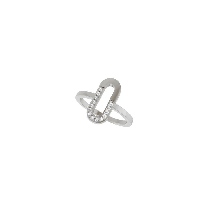 Natural Diamond Paperclip Ring (Silver) diagonal - Popular Jewelry - New York