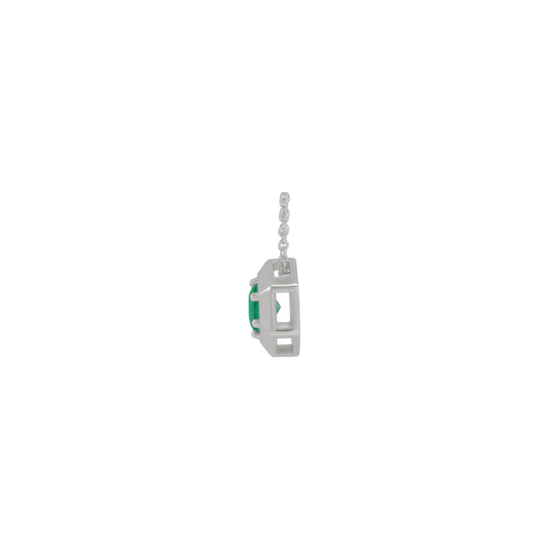 Natural Emerald Solitaire Hexagon Necklace (Silver) side - Popular Jewelry - New York