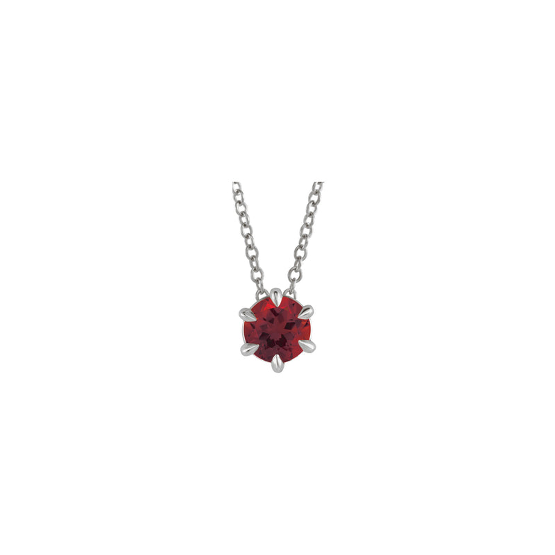 Natural Mozambique Garnet Solitaire Claw Necklace (Silver) front - Popular Jewelry - New York