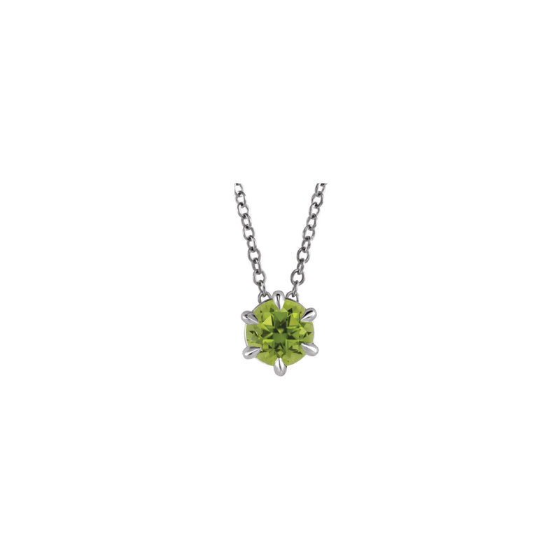 Natural Peridot Solitaire Claw Necklace (Silver) front - Popular Jewelry - New York