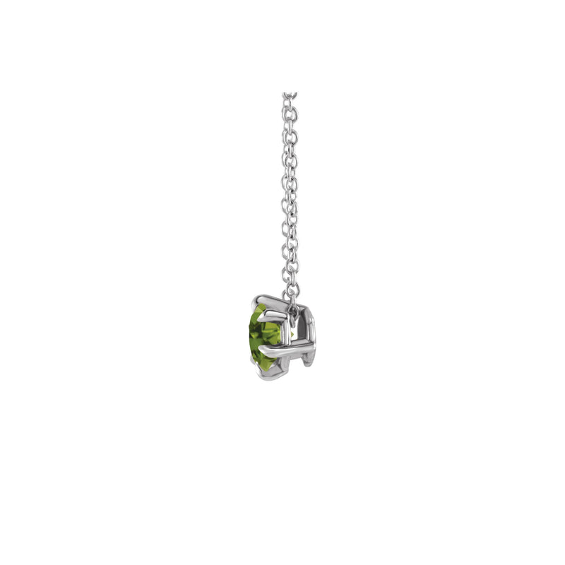 Natural Peridot Solitaire Claw Necklace (Silver) side - Popular Jewelry - New York