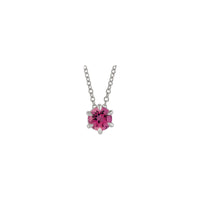 Natural Pink Tourmaline Solitaire Claw Necklace (Silver) front - Popular Jewelry - New York