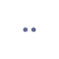 Natural Round Tanzanite Stud Earrings (Silver) front - Popular Jewelry - New York