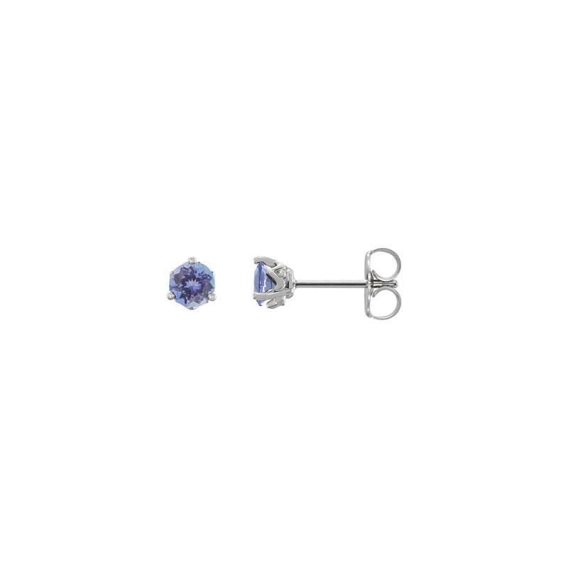 Natural Round Tanzanite Stud Earrings (Silver) main - Popular Jewelry - New York