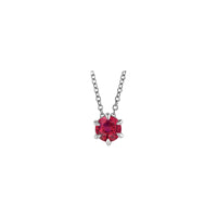 Natural Ruby Solitaire Claw Necklace (Silver) front - Popular Jewelry - New York