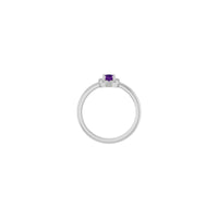 Oval Natural Amethyst with Diamond French-Set Halo Ring (Silver) setting - Popular Jewelry - New York