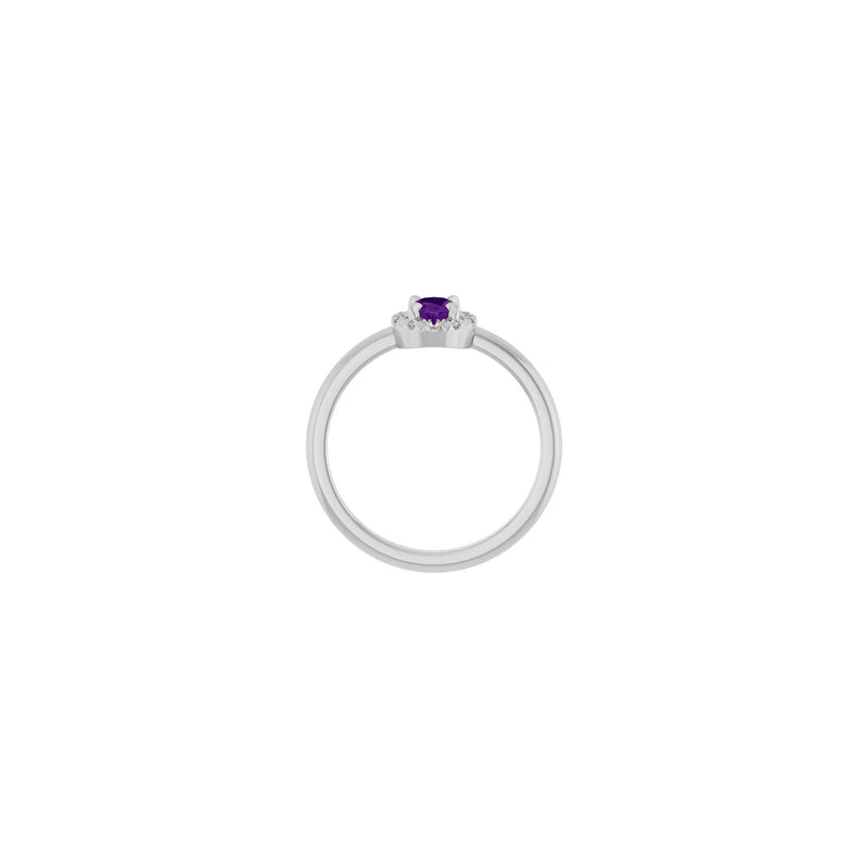 Oval Natural Amethyst with Diamond French-Set Halo Ring (Silver) setting - Popular Jewelry - New York