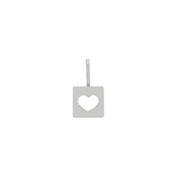 Pierced Heart Square Pendant (Silver) front - Popular Jewelry - New York