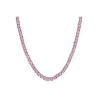 Pink Cubic Zirconia Tennis Necklace/Chain (Silver) Popular Jewelry - New York