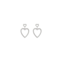 Small and Large Heart Outline Dangle Earrings (Silver) front - Popular Jewelry - New York