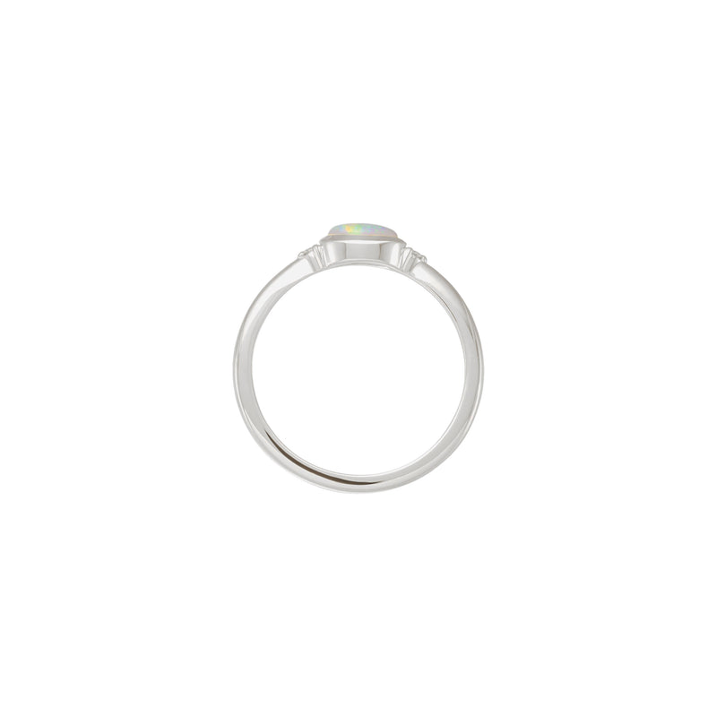 White Ethiopian Opal and Diamond Ring (Silver) setting - Popular Jewelry - New York