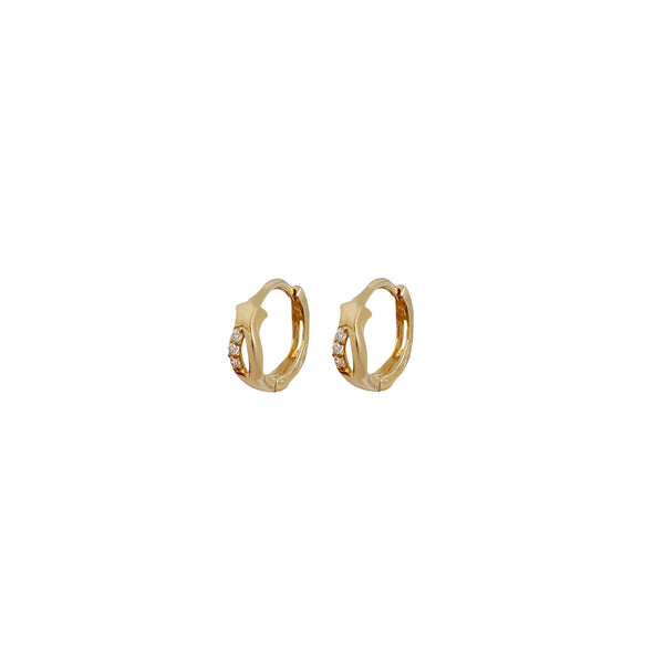 Cubic Zirconia Star Huggie Earrings (14K)