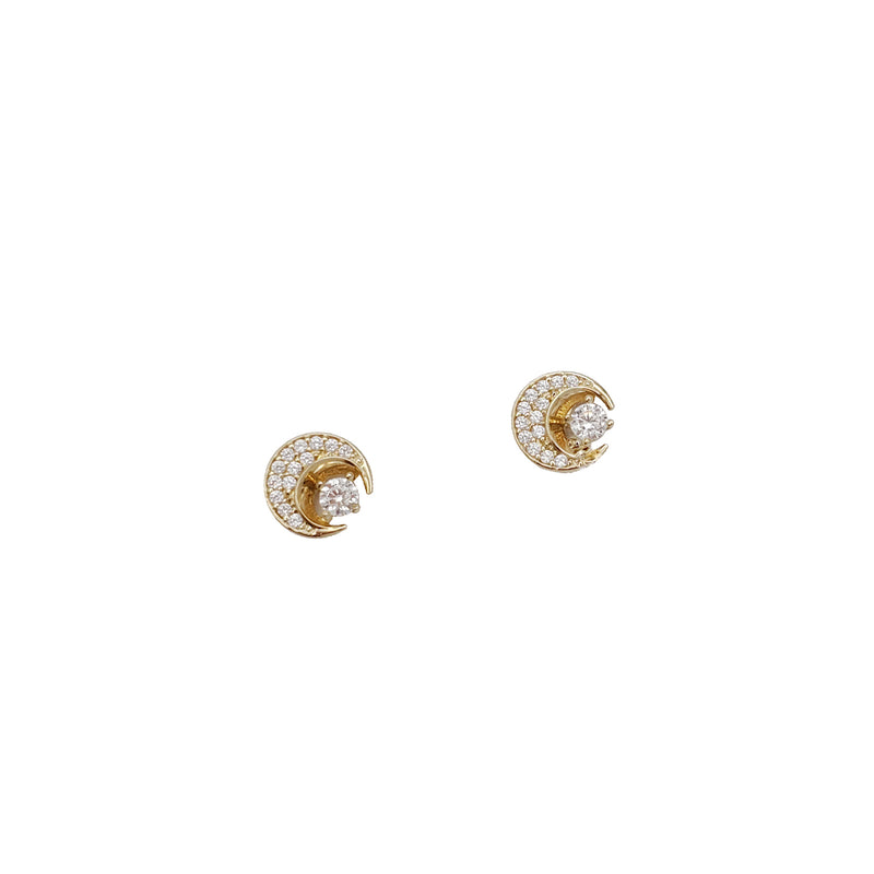 Zirconia Moon Stud Earring (14K)