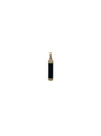 Black Jade Cylinder Charm Pendant (14K)