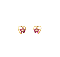 Zirconia Heart & Star Stud Earring (14K)