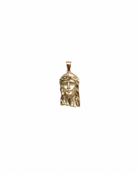 Diamond Cut Jesus Head Pendant (14K)