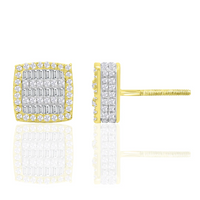 Diamond Baguette Square Stud Earrings (14K)