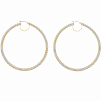 Two-Tone Iced Round Hoop Earring (14K)