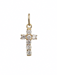 Cubic Zirconia Cross Pendant (14K)