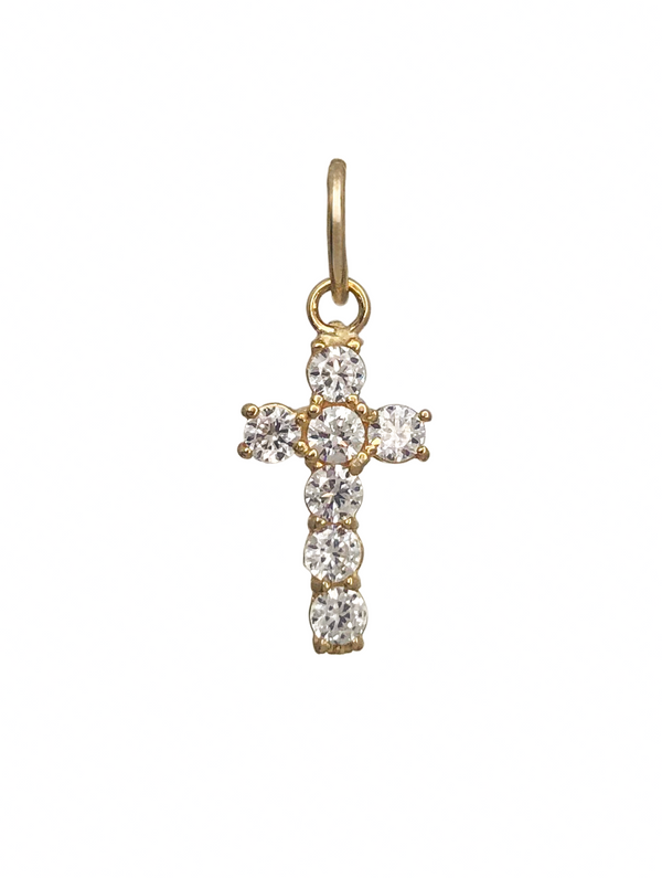 Cubic Zirconia Cross Pendant (14K)