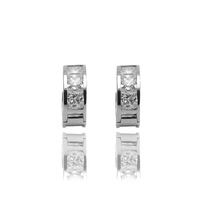 Princess Cut CZ Huggie Earrings (14K).