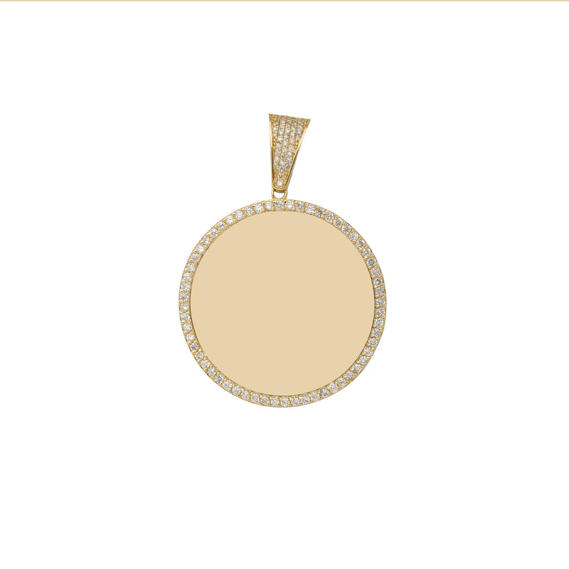 Zirconia Round Picture Medallion Pendant (14K)