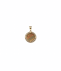 Zirconia Medallion First Communion Pendant (14K)