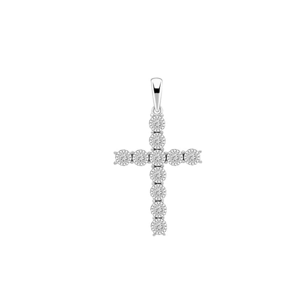 Diamond-Cut Diamond Cross Pendant (14K)