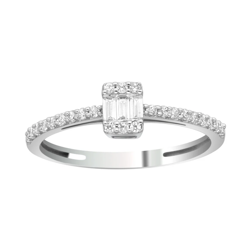 Diamond Baguette Square Ring (14K)