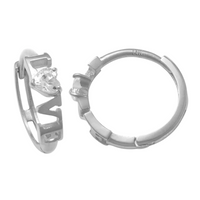 Zirconia Heart "Love" Huggie Earrings (14K)