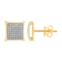 Diamond Square Stud Earrings (14K)