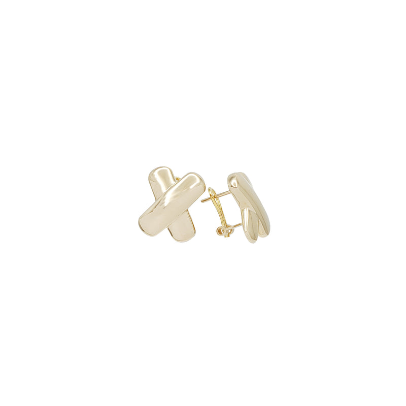 "X" Criss Cross Omega Back Earrings ( 14K)