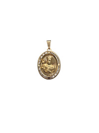 Zirconia Diamond-Cut Saint Barbara Pendant (14K)