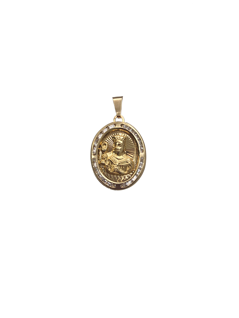 Zirconia Diamond-Cut Saint Barbara Pendant (14K)