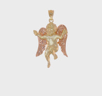 Rose Wings Cherub Pendant (14K) 360 - Popular Jewelry - New York