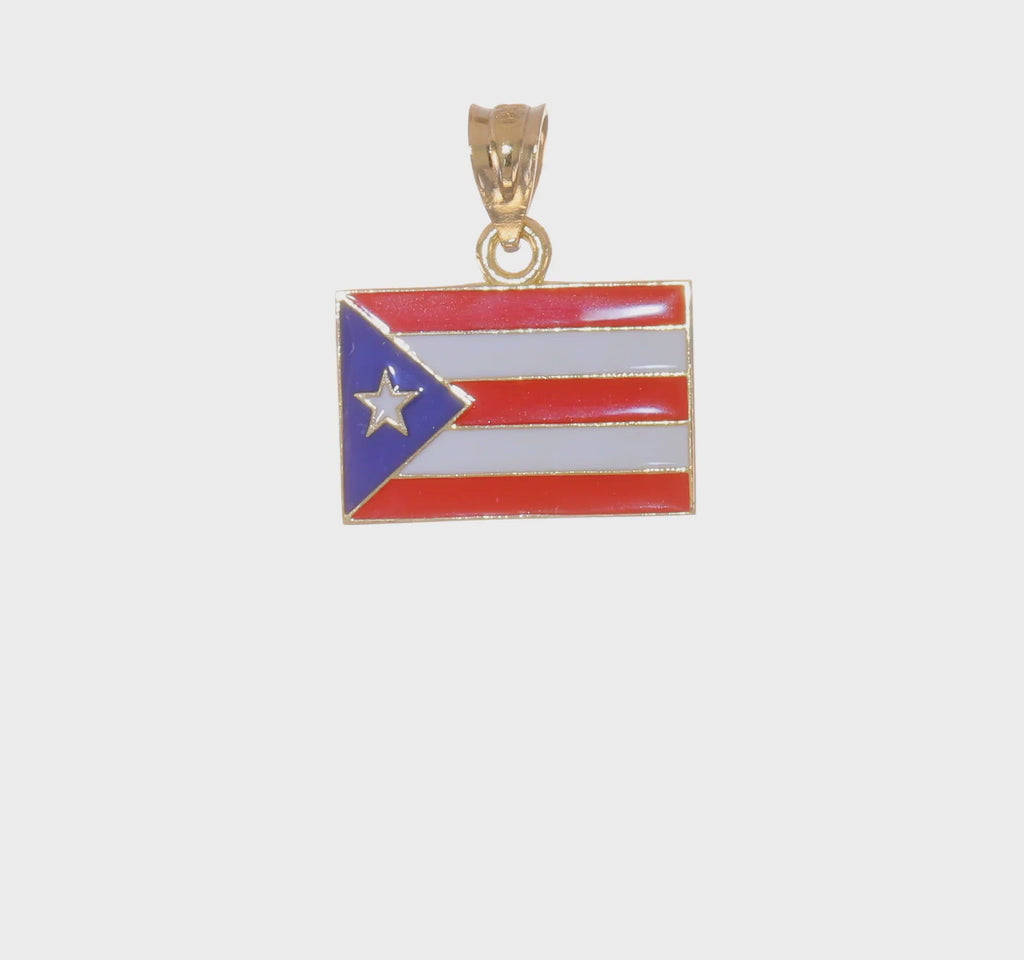 925 Silver Puerto Rico Enamel Flag Pendant 2