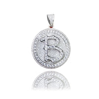 Iced-Out Letter "B" Pendant (Sterling Silver; CZ)