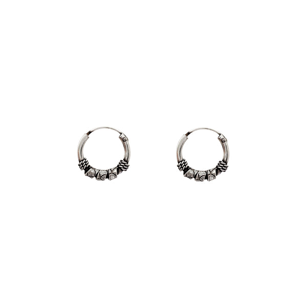 Rope Wrapped Small Hoop Earrings (Silver)