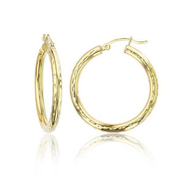 Full Diamond Cut Hoop Earring (14K)