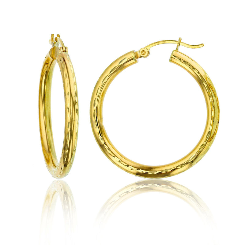 Full Diamond Cut Hoop Earring (10K)