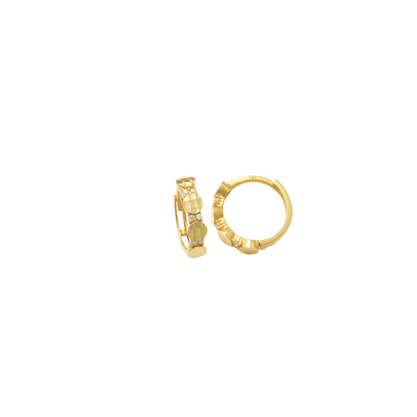 Biscuit Rows CZ Huggie Earrings (14K)