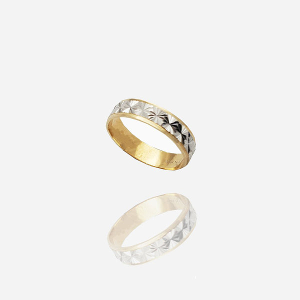 Two-Tone Sunburst Diamond-Cut Band (14K)