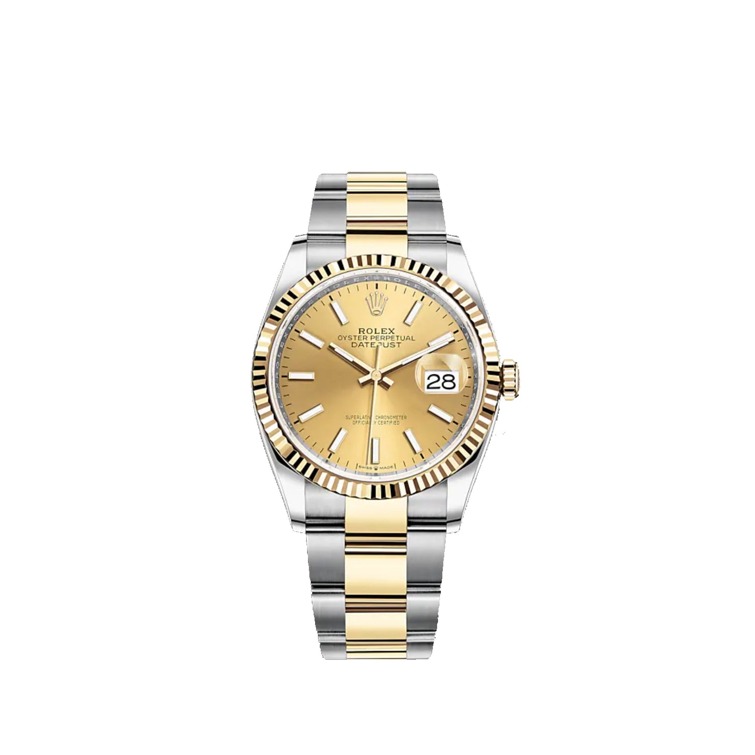 Rolex Datejust 36mm Two Tone Oyster Bracelet Fluted Bezel Champagne Di –  Popular J