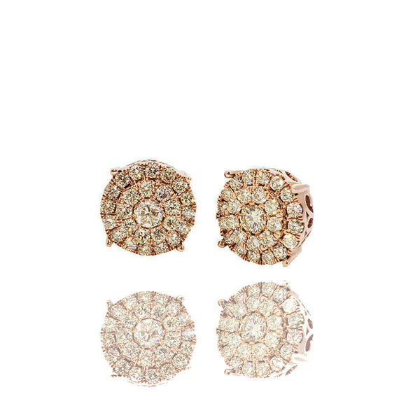 Grand Cluster Diamond Stud Rose Gold Earrings (14K)